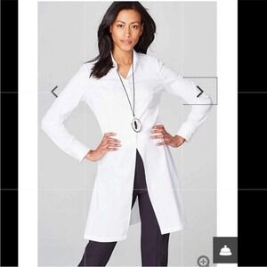 J. Jill Christian Siriano Button Down Tunic White Shirt Tailored M Petite NWT